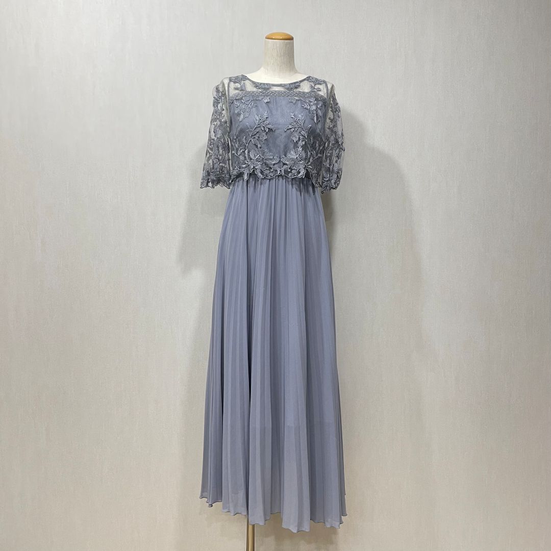  オリジナル模様柄刺繍プリーツドレス Dorry Doll M/Freeサイズ ブルー