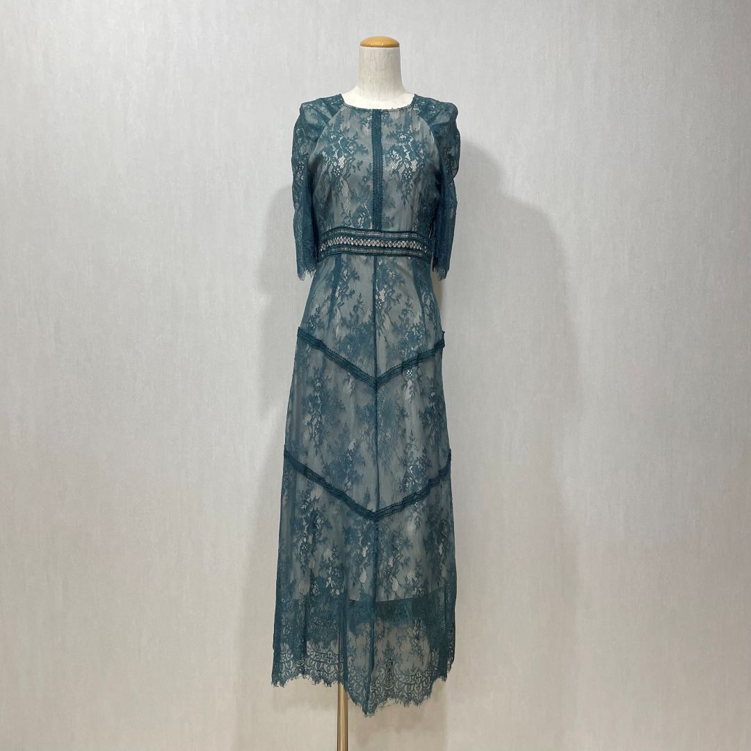 ショルダーギャザーラッセルレースドレス Dorry Doll M/Freeサイズ グリーン