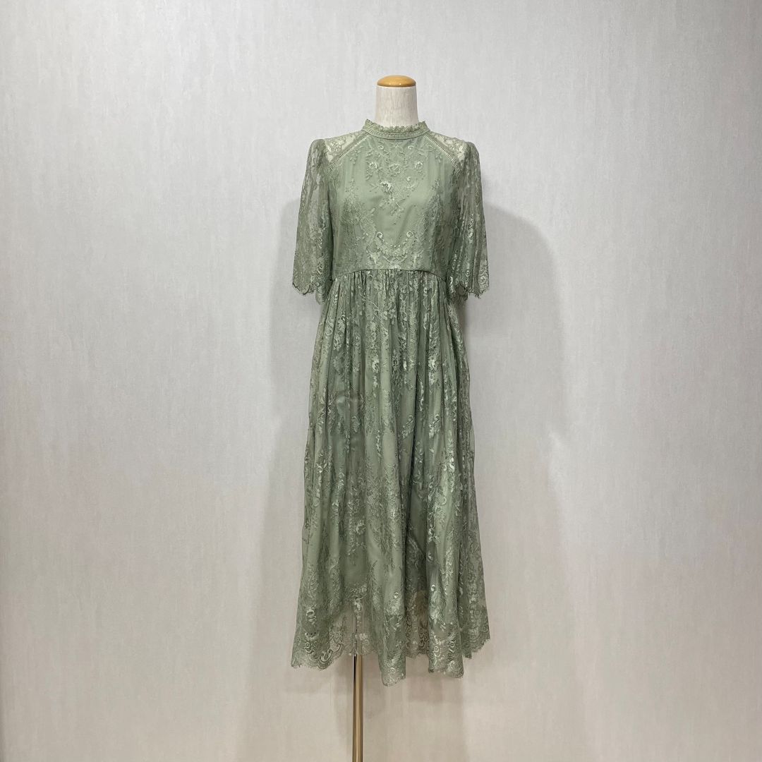  袖付き総レースドレス Dorry Doll 1Lサイズ グリーン