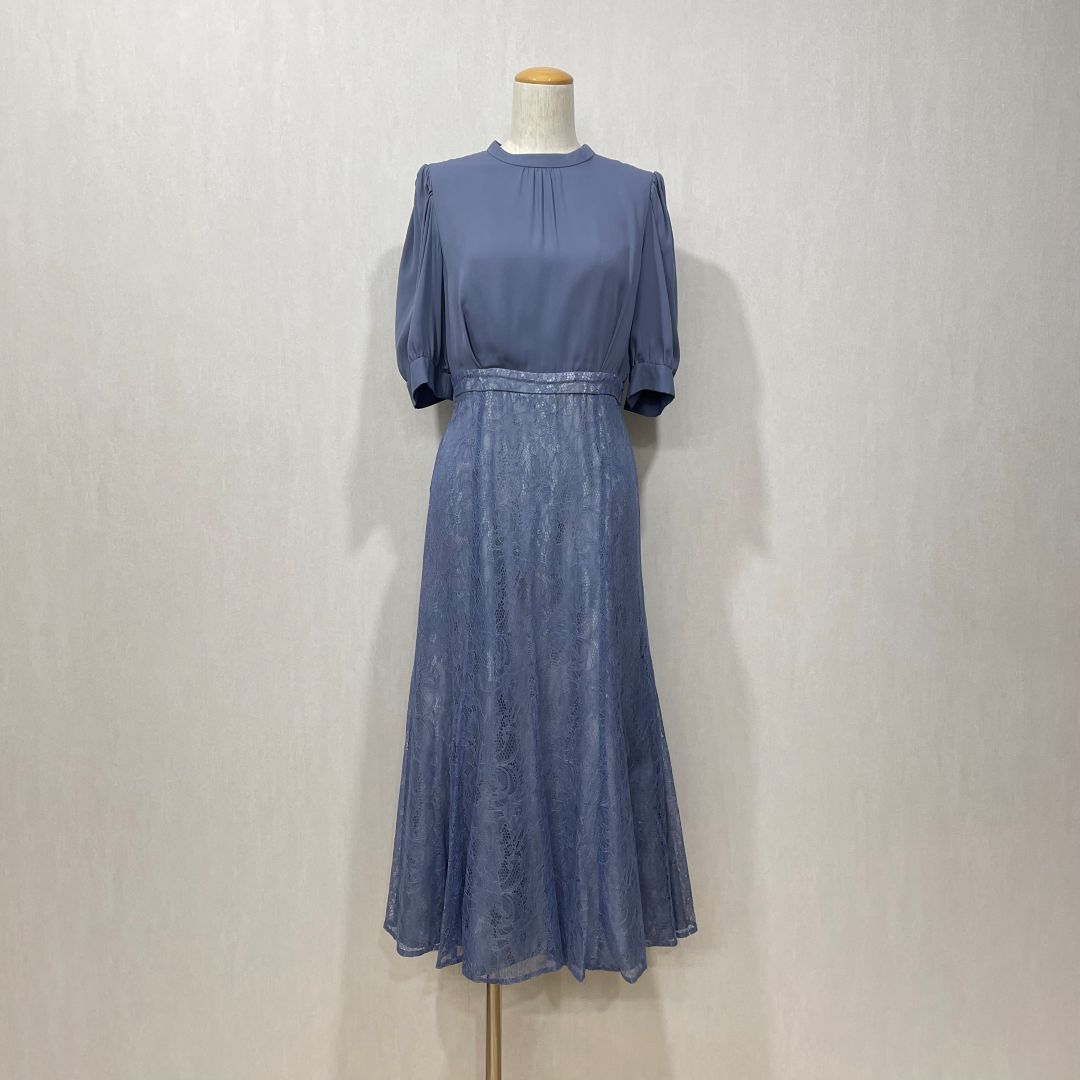 袖付きレースソフトマーメイドドレス AIMER M/Freeサイズ ブルー