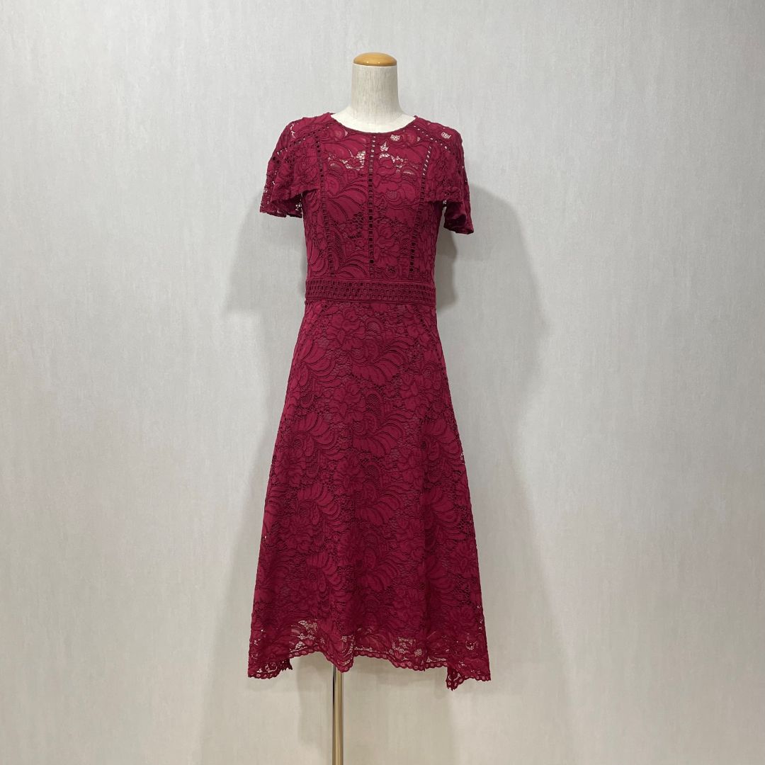 パッチワークレースドレス GRACE CONTINENTAL M/Freeサイズ レッド