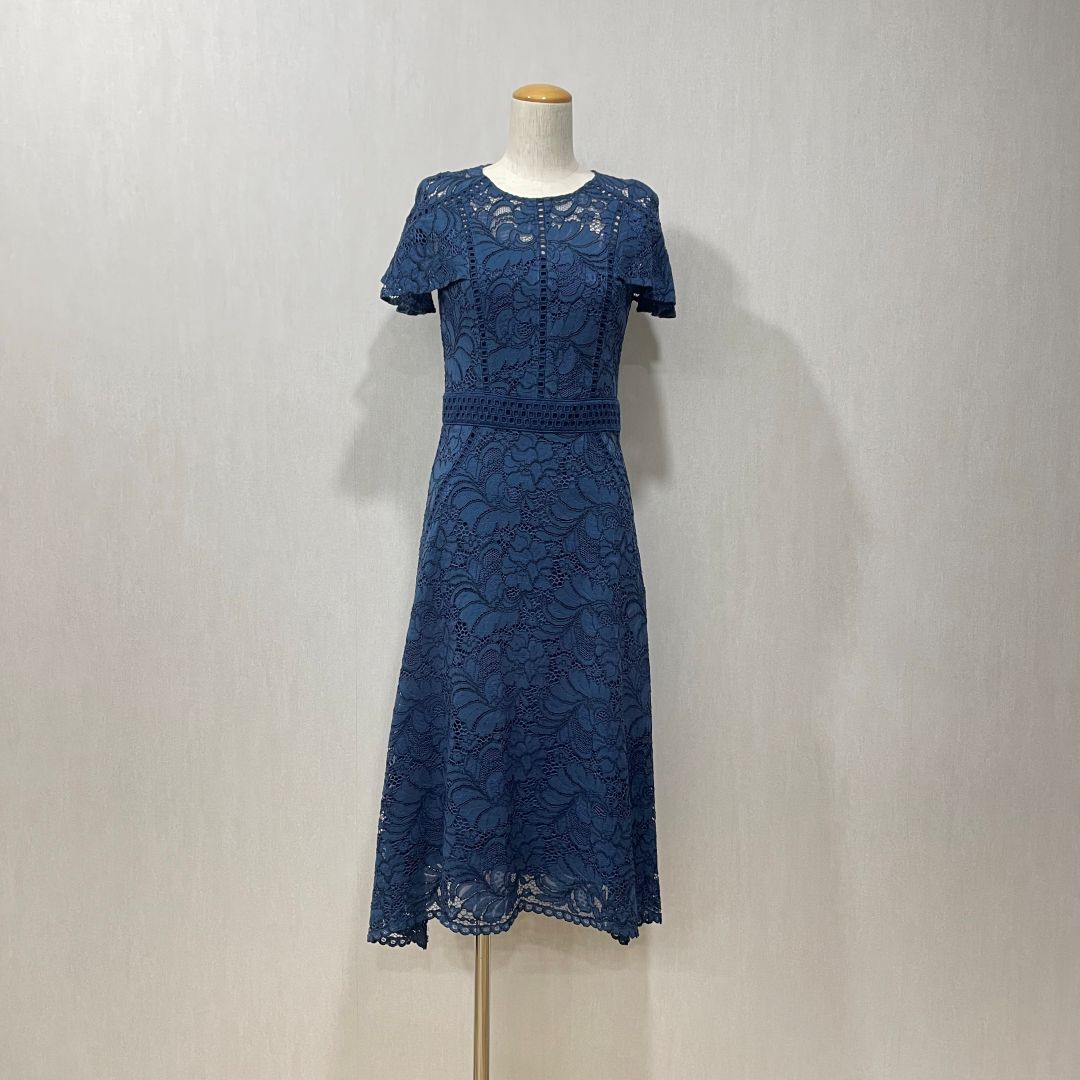 パッチワークレースドレス GRACE CONTINENTAL M/Freeサイズ ブルー