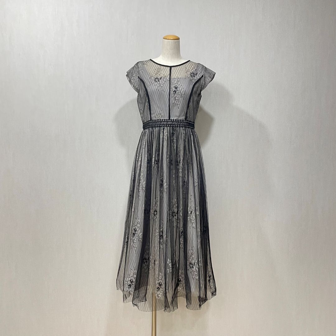 ダイヤチュール&レース重ねドレス Je super M/Freeサイズ ベージュ