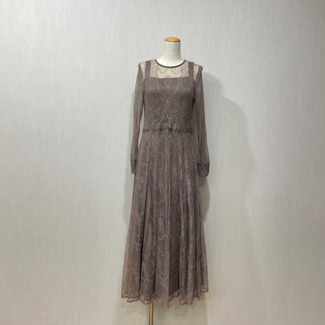 ロングレース2WAYドレス AIMER 1Lサイズ ブラウン