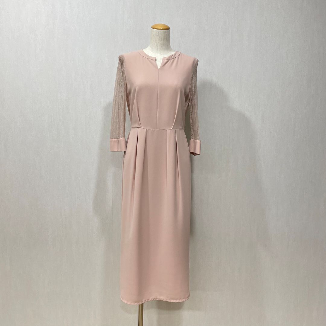 袖ストライプレースIラインドレス AIMER M/Freeサイズ ピンク