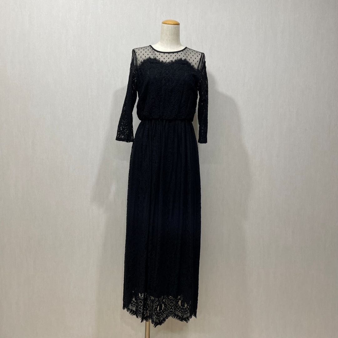 ドットチュール×パネルレースドレス URBAN RESEARCH Sサイズ ブラック