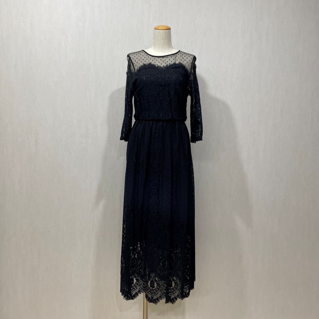ドットチュール×パネルレースドレス URBAN RESEARCH Sサイズ ブラック