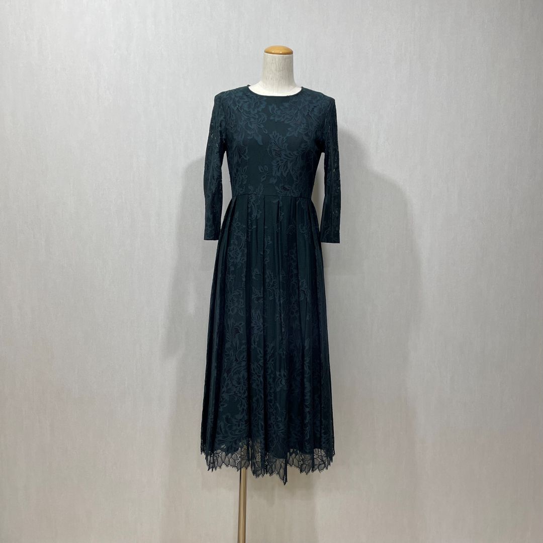 レース配色ロングドレス GRACE CONTINENTAL Sサイズ グリーン