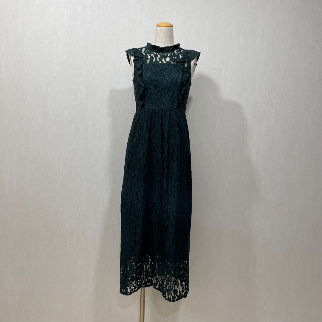 総レースマキシドレス kaene M/Freeサイズ グリーン
