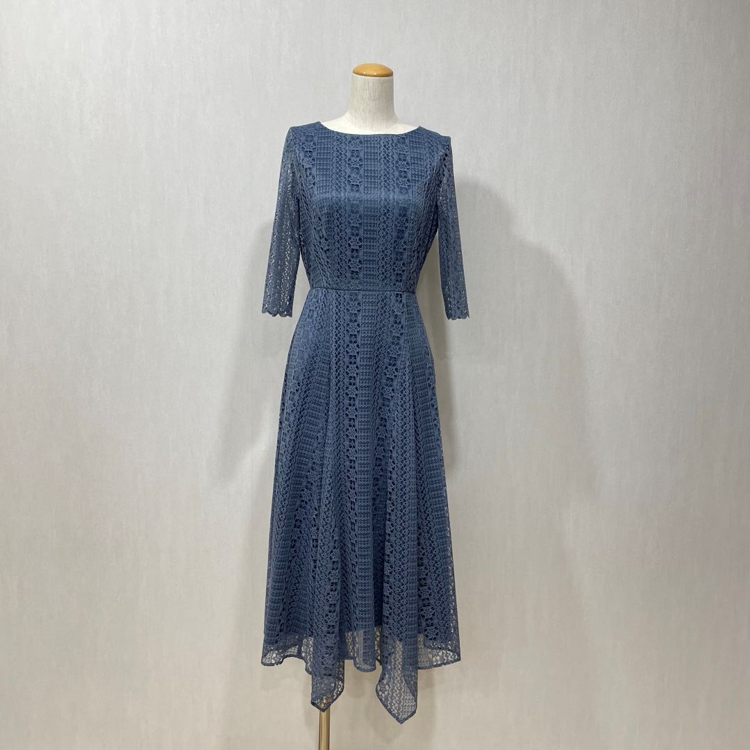  ストライプレースランダムヘムドレス AIMER Sサイズ ブルー