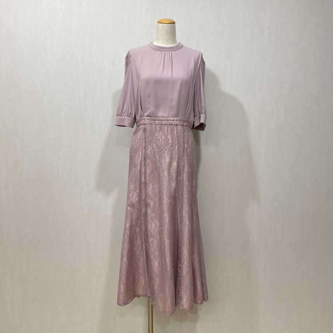 袖付きレースソフトマーメイドドレス AIMER 1Lサイズ ピンク