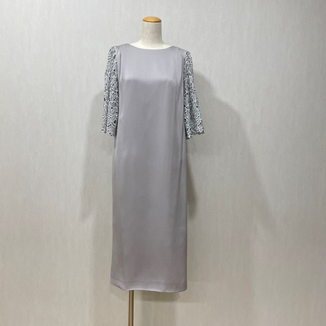 袖レースIラインドレス PREFERENCE M/Freeサイズ グレー