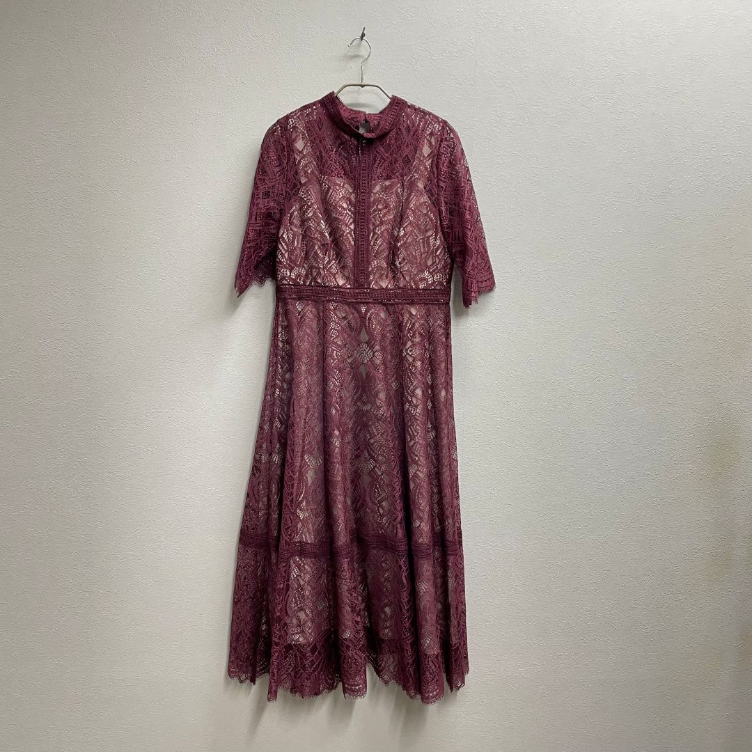 配色レース×ハシゴレース切り替えドレス Dorry Doll 2Lサイズ レッド