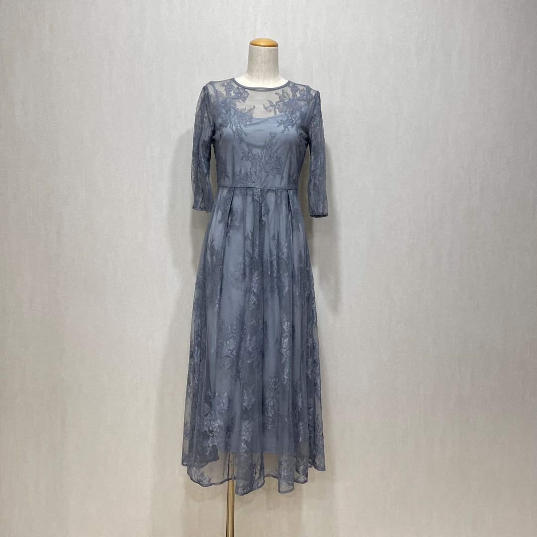 バックダブルリボンレースドレス M/Freeサイズ ブルー