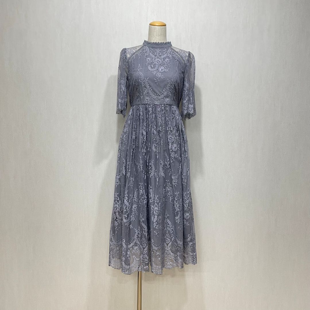 袖付き総レースドレス Dorry Doll Sサイズ ブルー