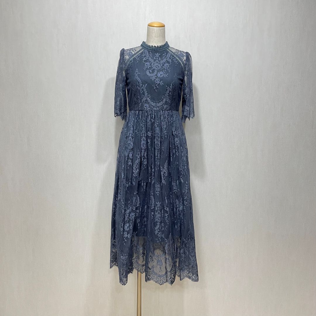袖付き総レースドレス Dorry Doll Sサイズ ネイビー