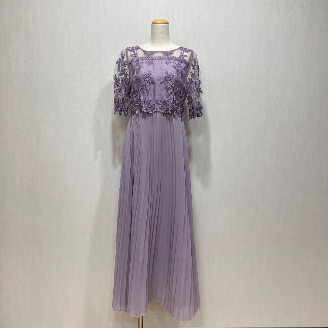 オリジナル模様柄刺繍プリーツドレス Dorry Doll 2Lサイズ パープル