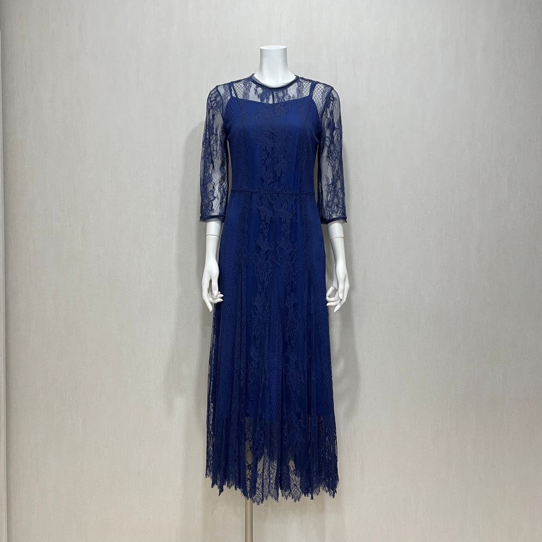 クラシカルレースロングドレス FRAY I.D Sサイズ ブルー