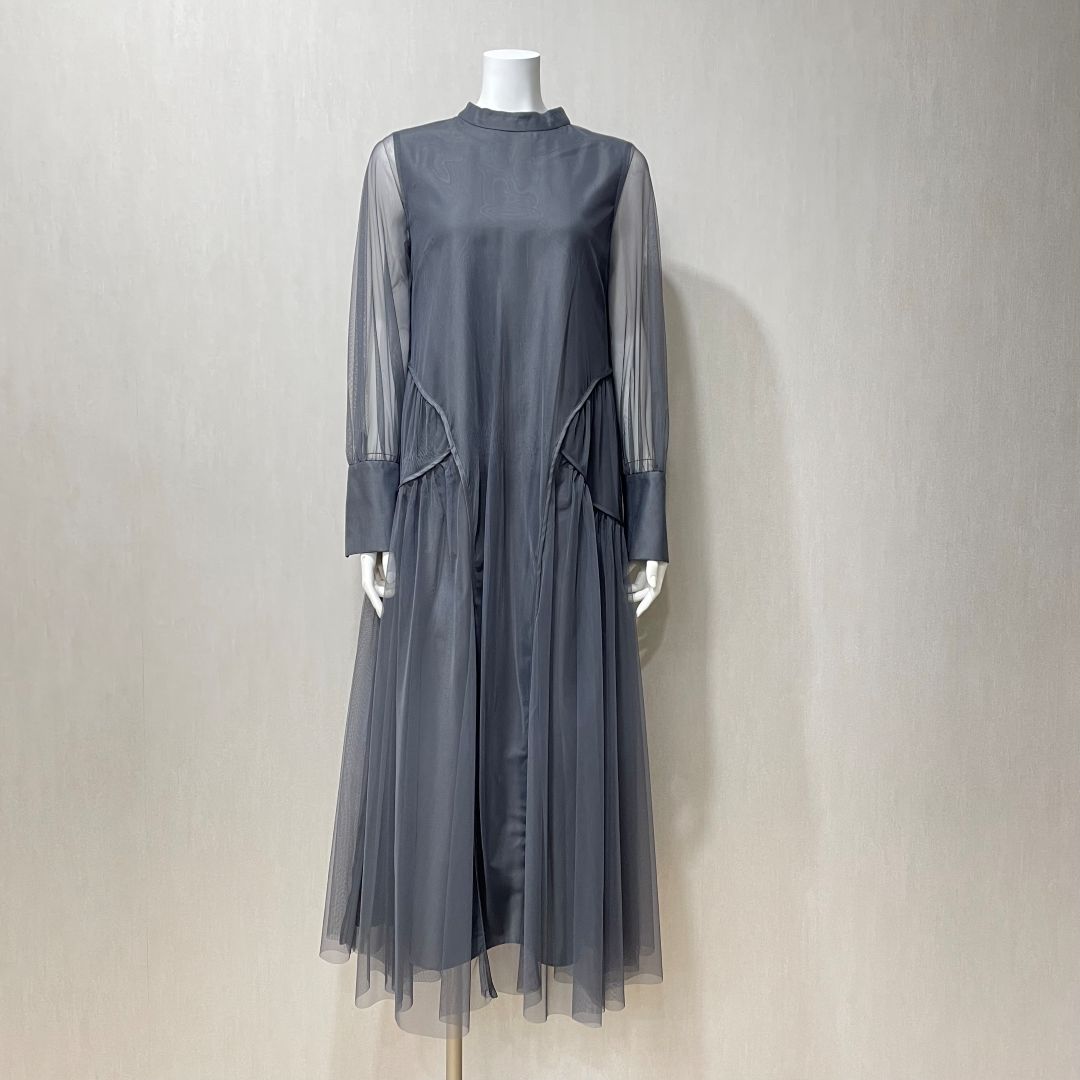 パイピングチュールドレス ANDRESD M/Freeサイズ グレー