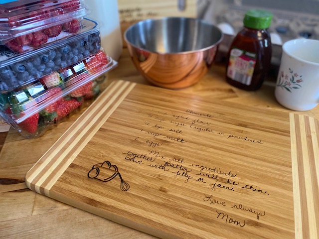 A cutting board is as essential to the kitchen as the pans that prepare the food. Get your customized Cherry or Bamboo Cutting board now. 