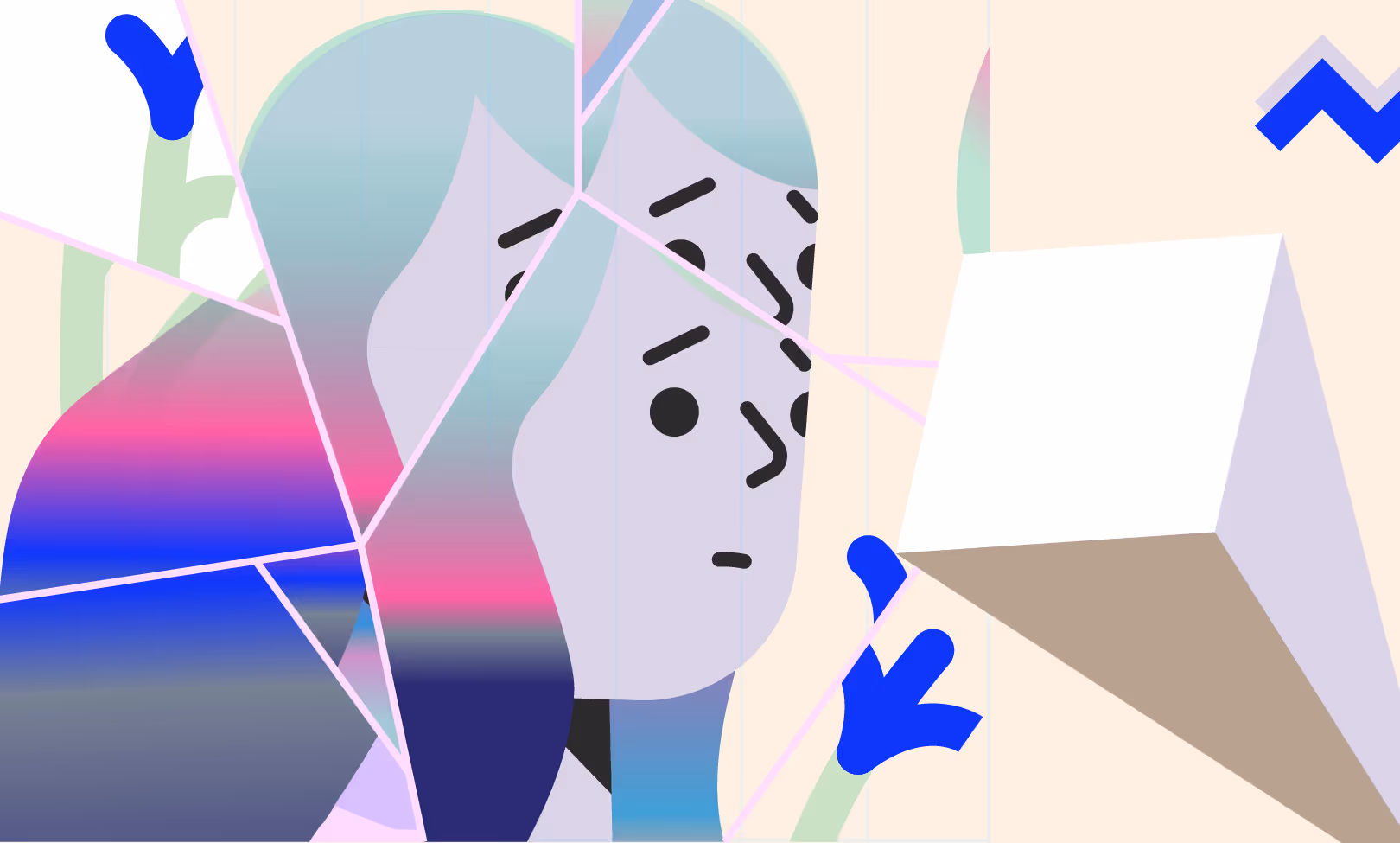 An abstract painting of a woman's face