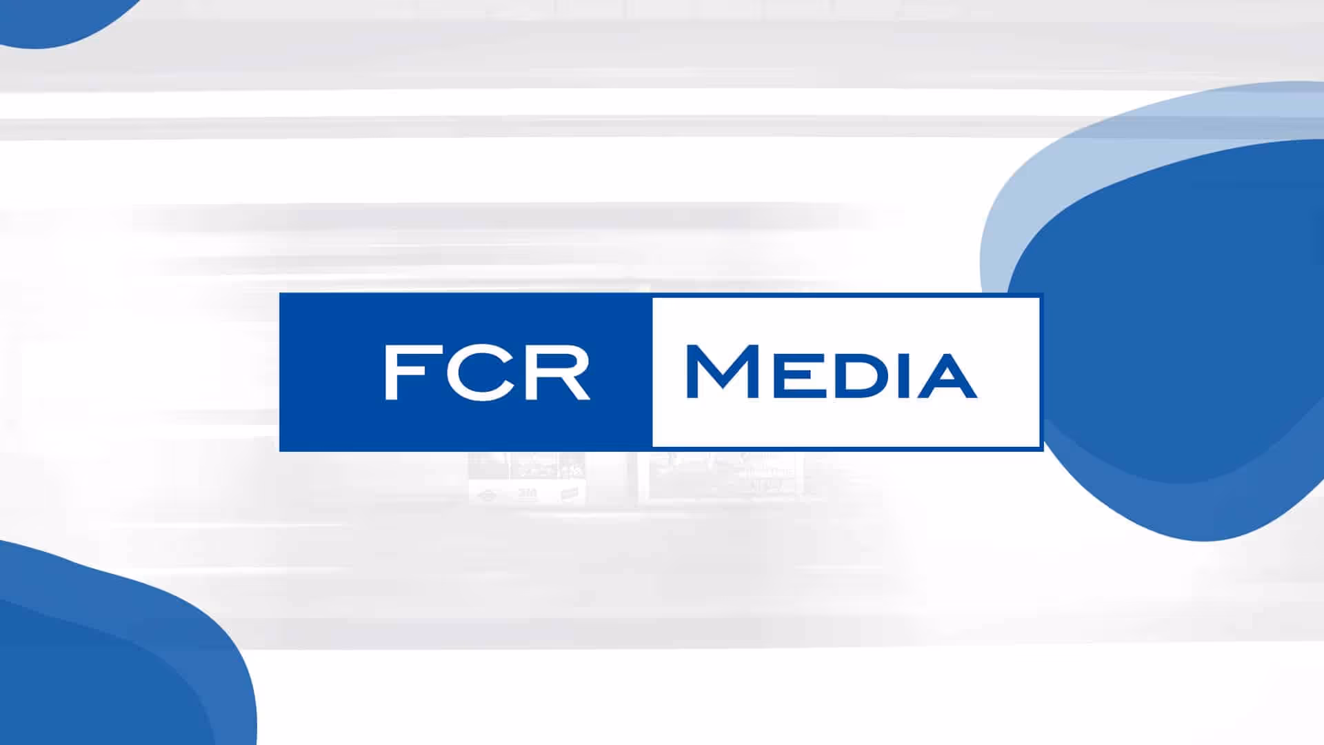 A blue and white background with the words fcr media