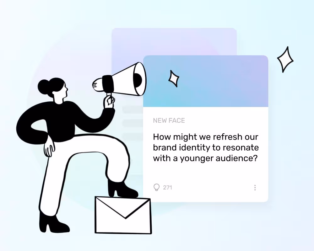 illustration of a person with a megaphone wanting to collect ideas, line art