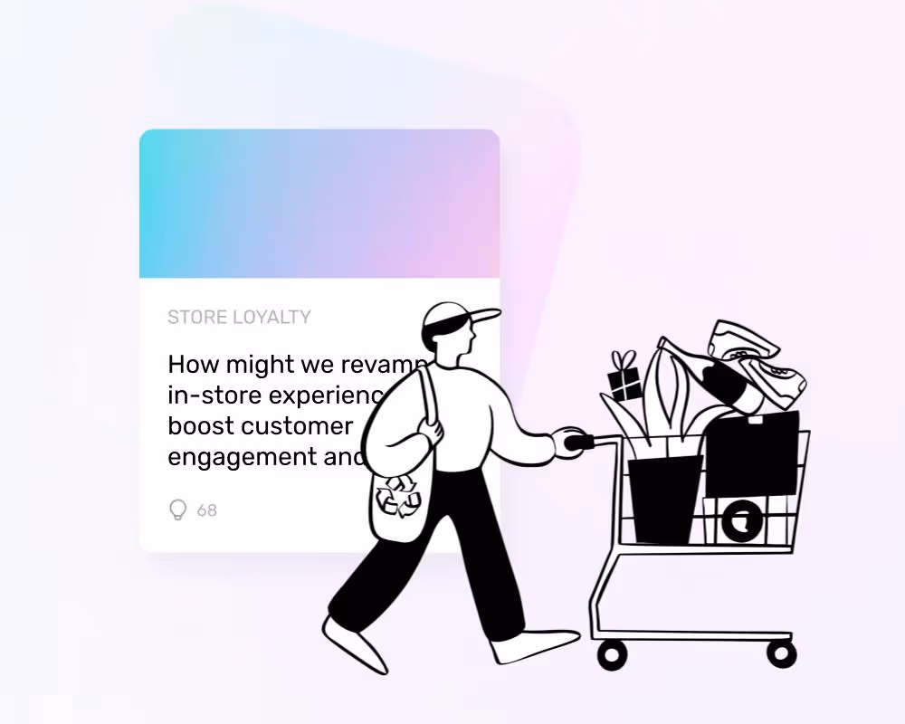 person with shopping cart in front of software UI