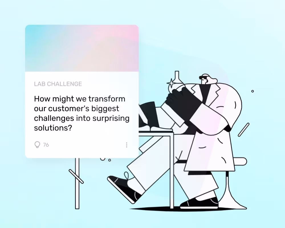 illustration of a scientist happy with their experiement and some UI of software