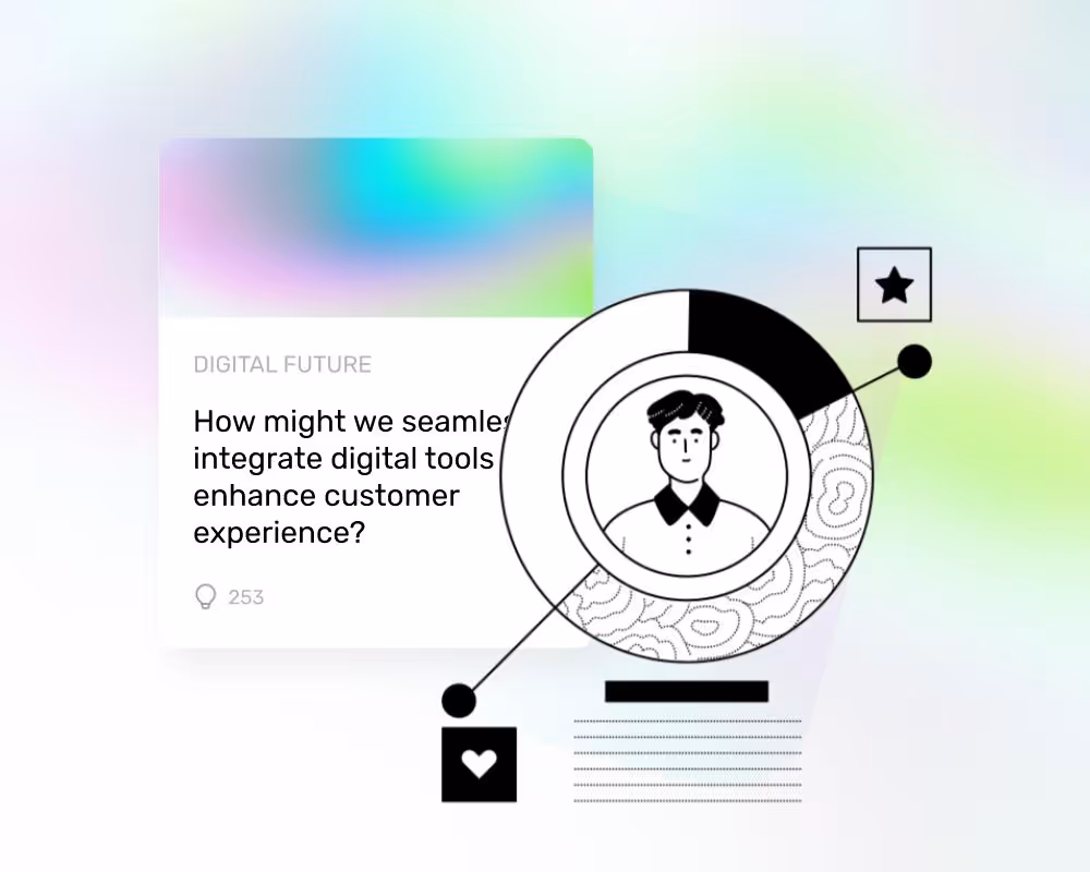 illustration line art of a manager inside a chart that is looking to innovate more with the crowd