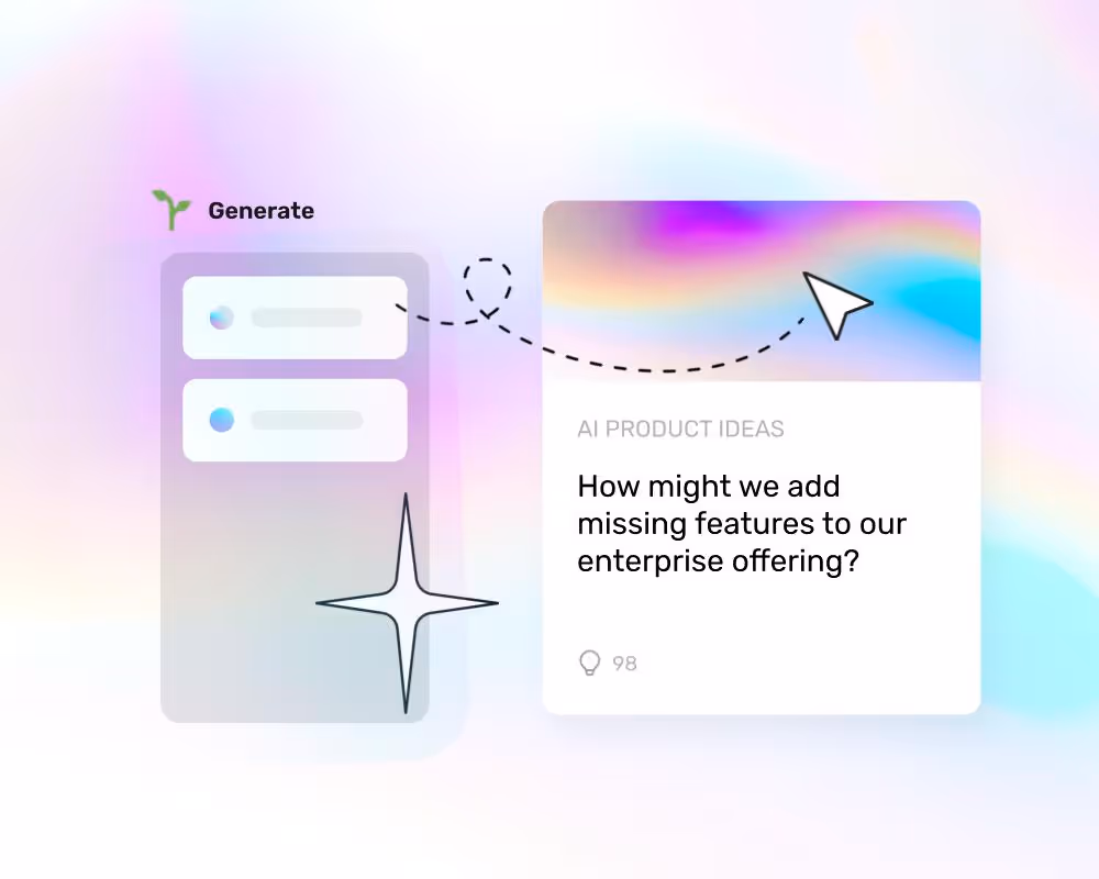 glossy modern illustration of parts of innovation software ui showing idea cards and an idea collection