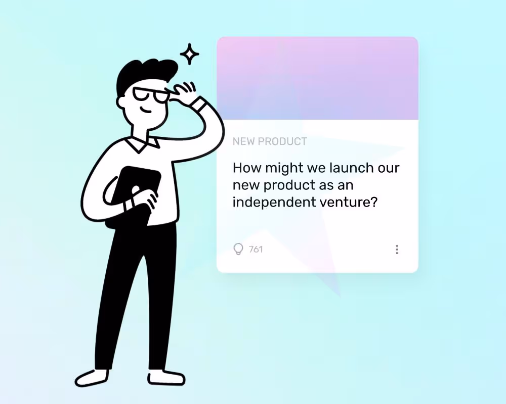 illustration showing an entrepreneur with an idea, line art