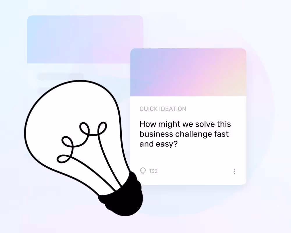 an illustration of a large line art lightbulb in front of an idea collection inside Ideanote