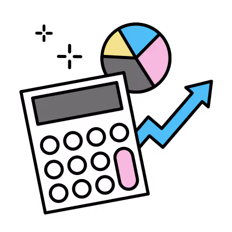 calculator and growth charts line illustration