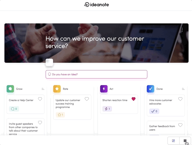 screenshot of idea management platform