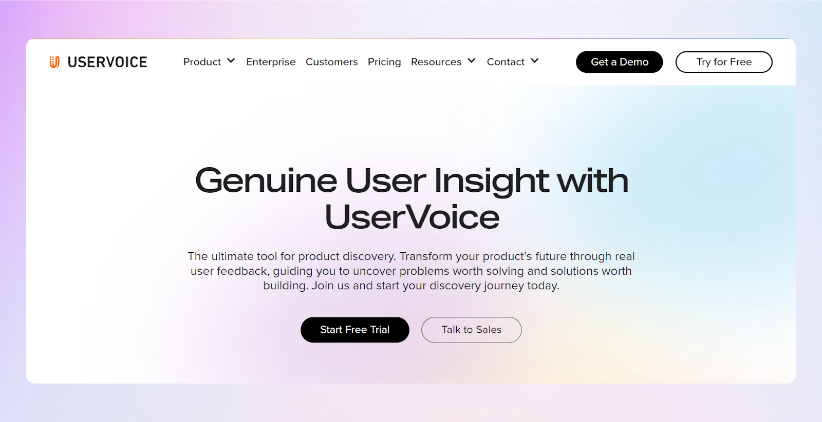 uservoice website screenshot