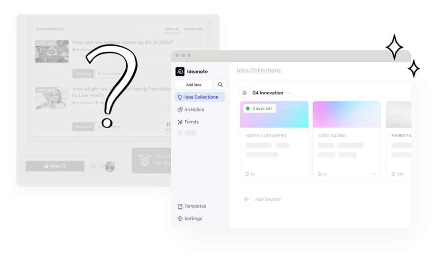 ideawake vs ideanote, screenshots of UI