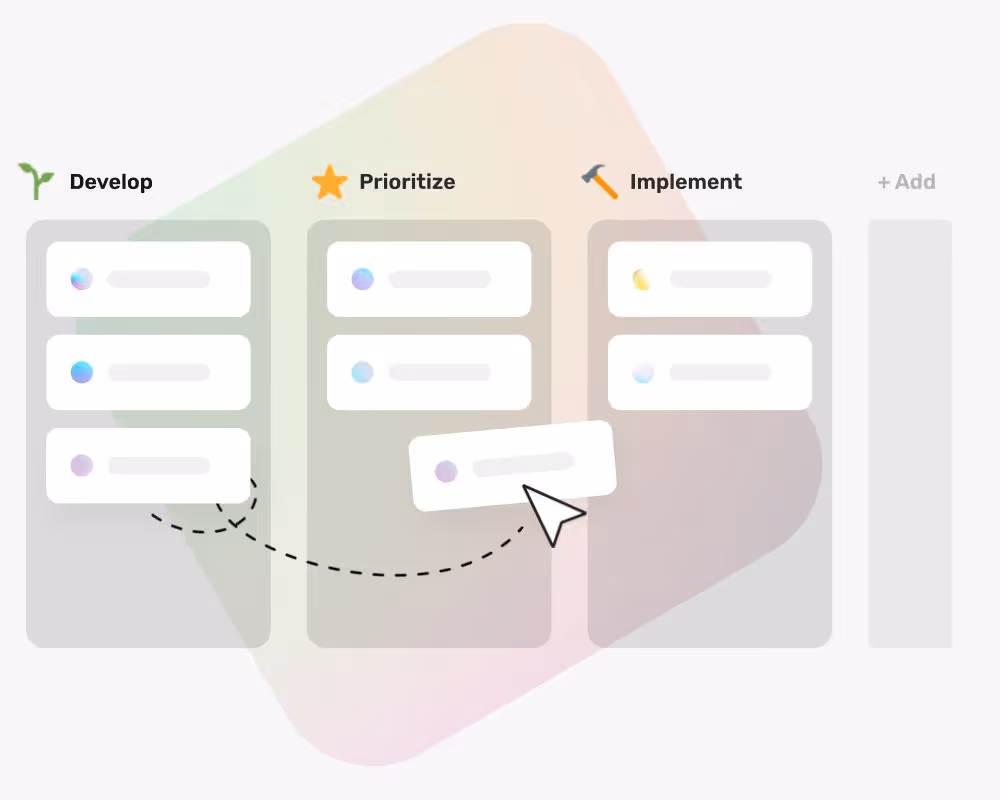 illustration montrant le glisser-déposer d'idées sur un tableau kanban