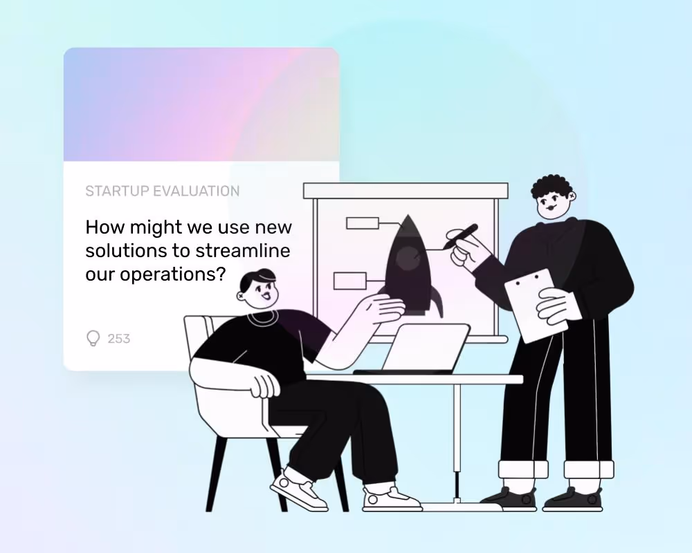 deux personnes discutant des plans d'une fusée, devant une interface utilisateur de logiciel