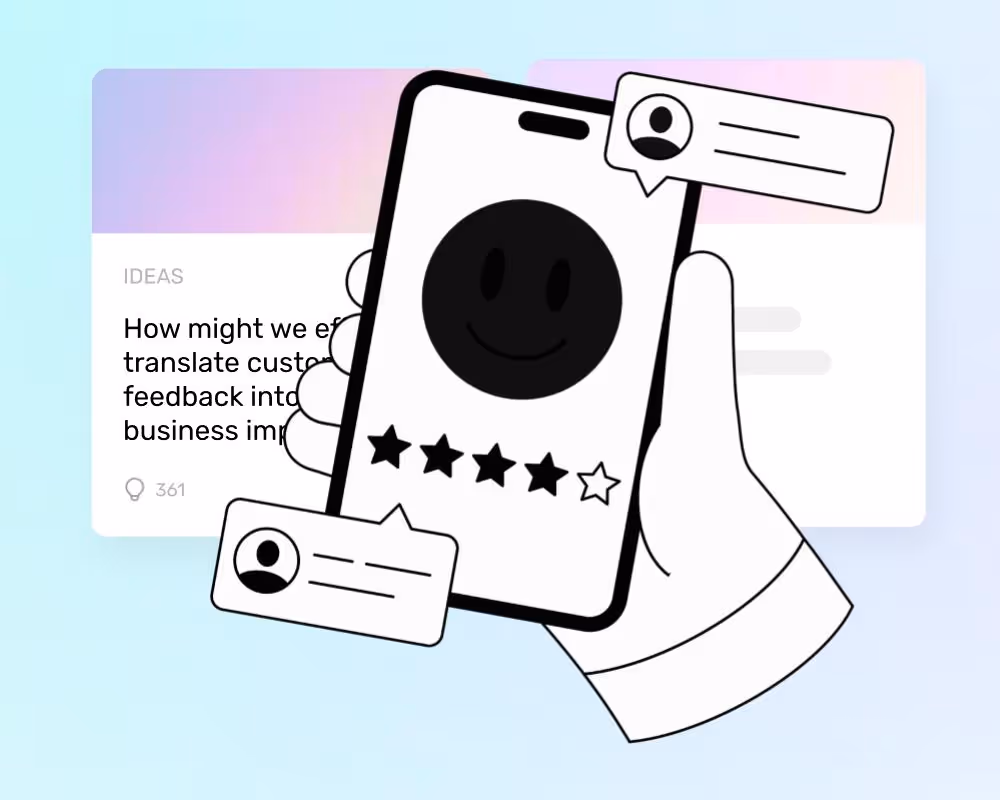 illustration en art linéaire d'un téléphone devant des collectes d'idées