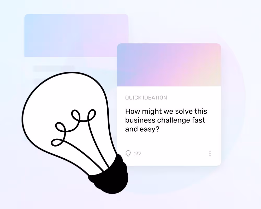 une illustration d'une grande ampoule de style "line art" devant une collecte d'idées dans Ideanote