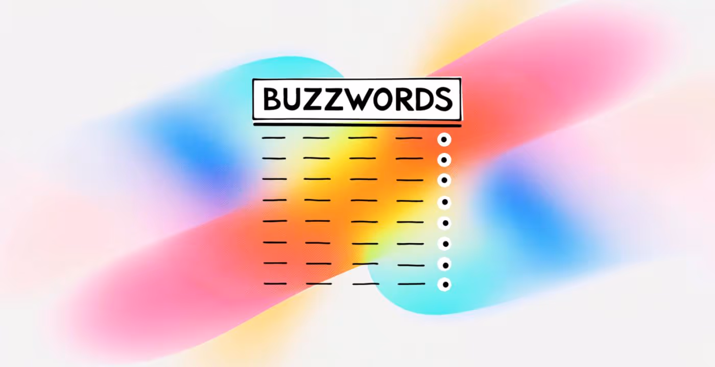 Un arrière-plan coloré avec une liste de mots à la mode