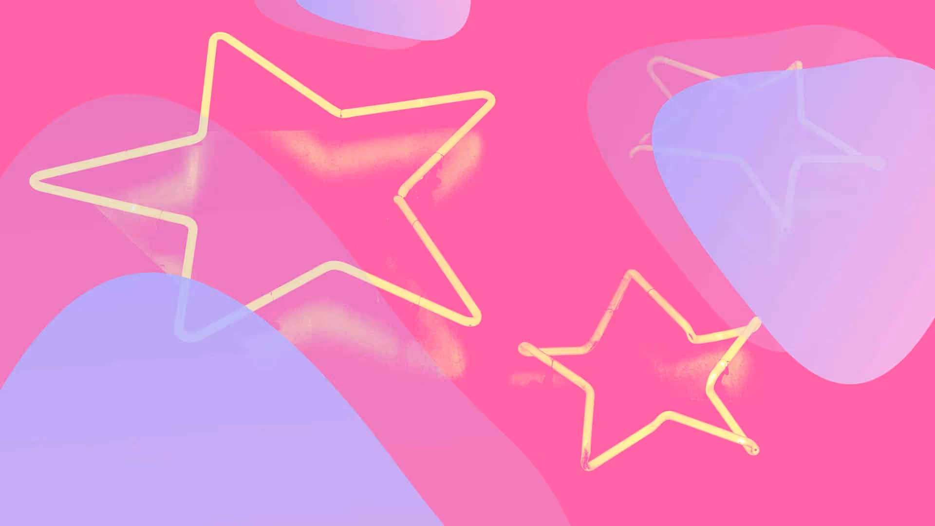 Deux étoiles néon sur un fond rose et bleu