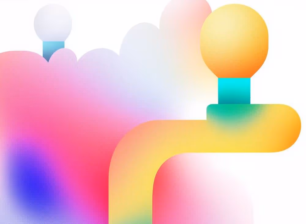 A colorful background with a pipe and a light bulb