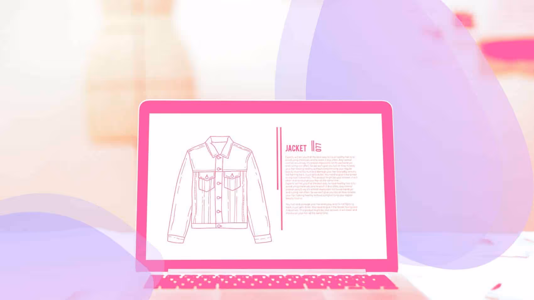 Un ordinateur portable rose avec l’image d’une chemise dessus