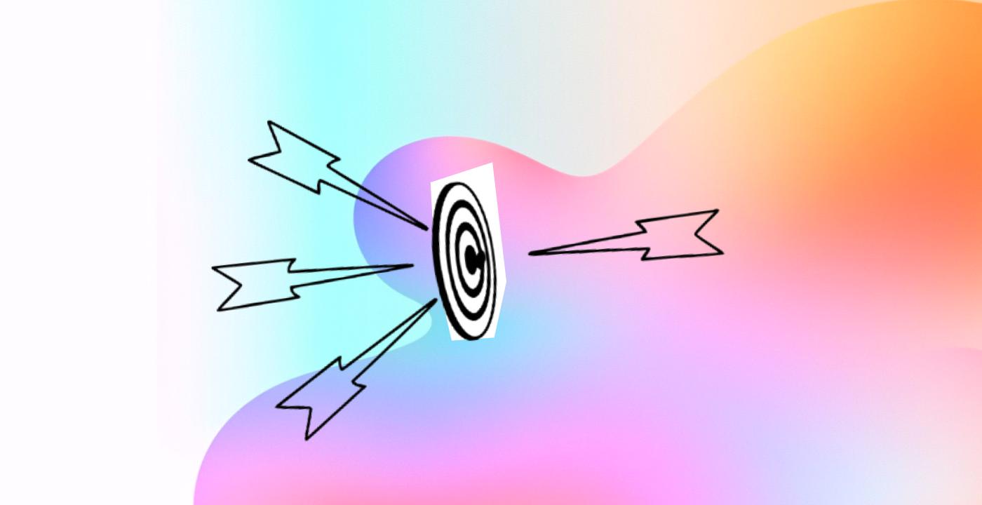 Un dessin d'une cible avec des flèches en sortant