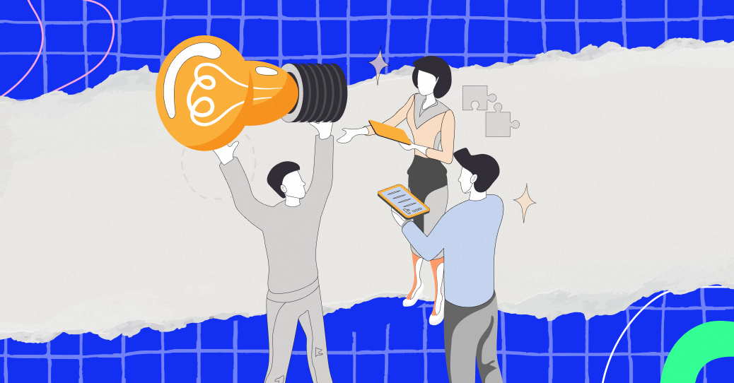 Un groupe de personnes debout autour d'une ampoule géante