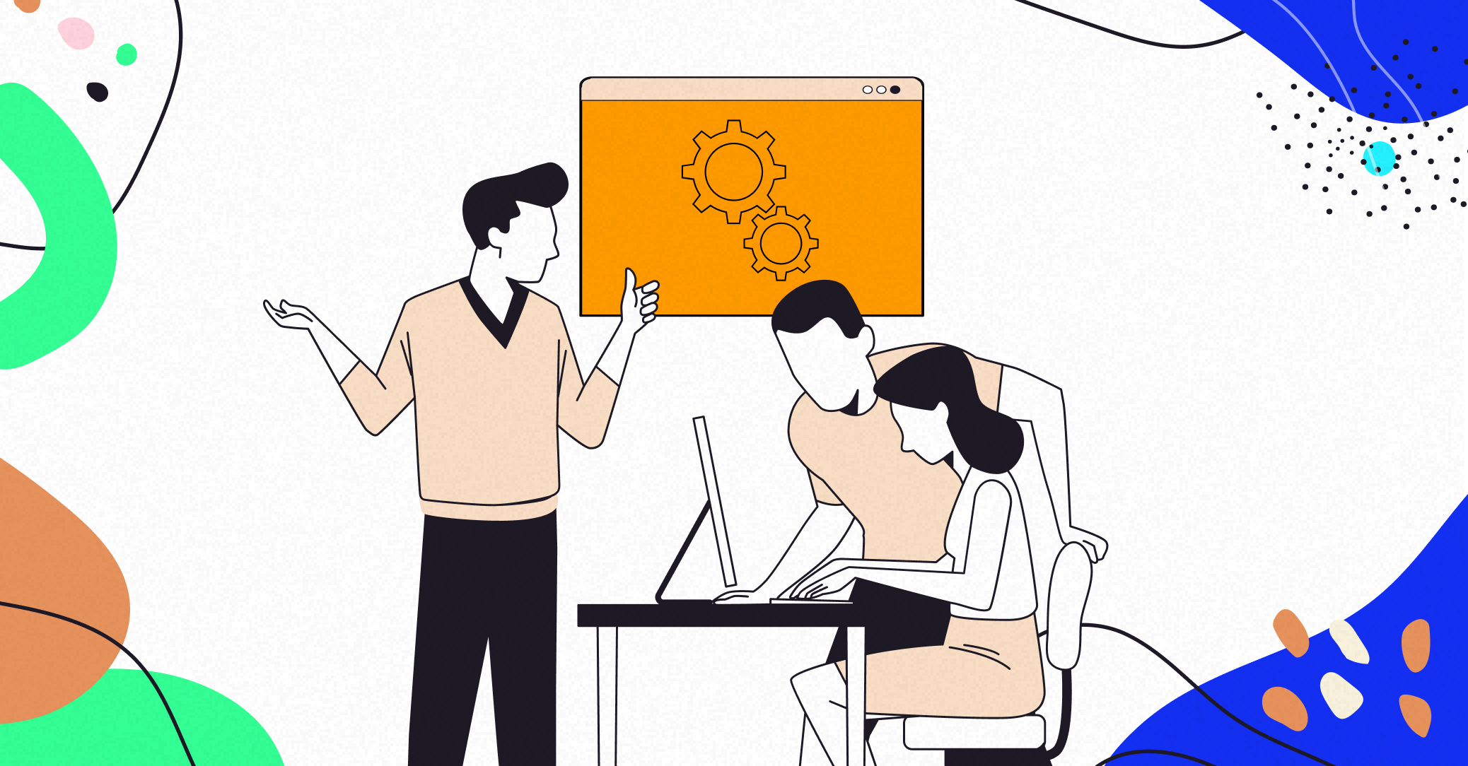 Un homme et une femme devant un écran d'ordinateur