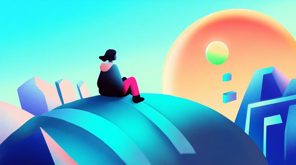 Une personne assise sur une balle bleue