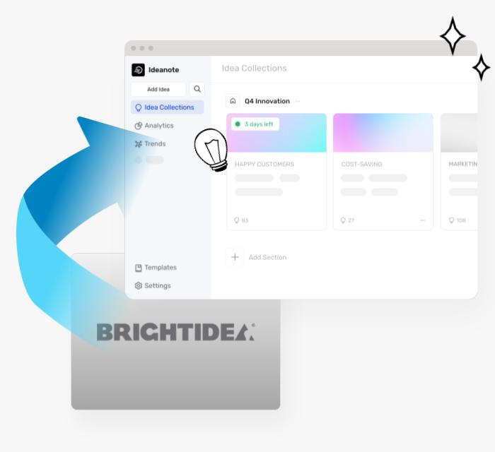 واجهة مستخدم لمنصتين لإدارة الأفكار والابتكار، واحدة برايت أيديا والأخرى إيدانوت